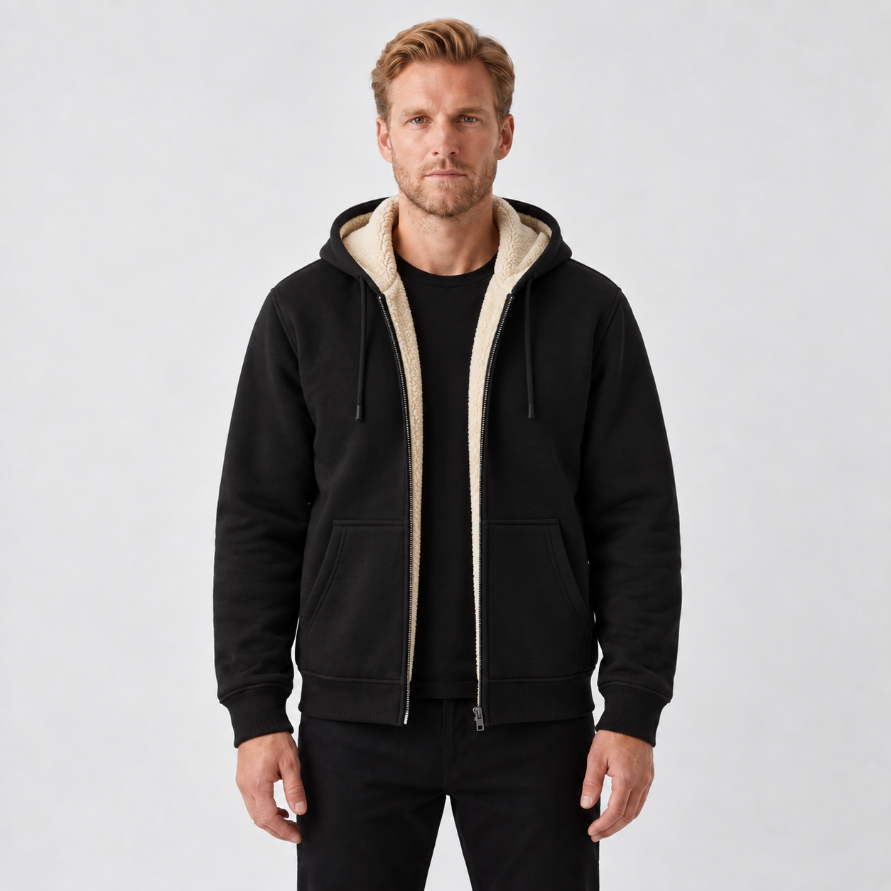 Fleece-Lined Hooded Sweatshirt For Men